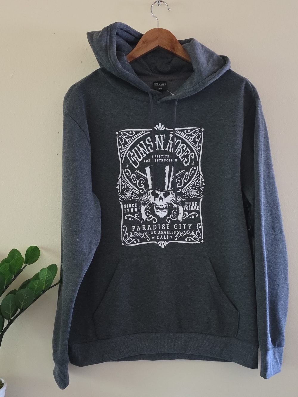 Guns N' Roses NWOT Fleece Lined Pull Over Hoodie - Grey M